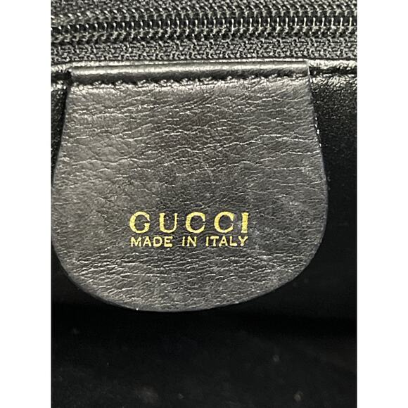 Gucci Black Leather Bamboo Handle Shoulder Bag Vintage 001 1014 1638 Italy - Picture 2 of 16